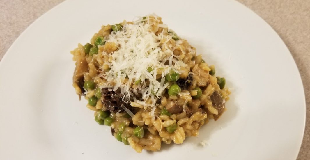 Vegan Wild Mushroom, Asparagus and Pea Risotto